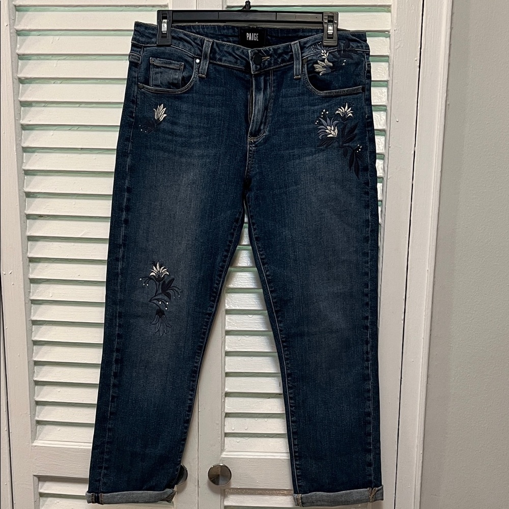 Paige Dark Blue Embroidered Women's Jeans size 27